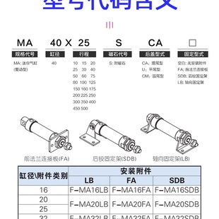 客5X20X75X100X175X200X00X500SCA 速发亚德2迷你气缸MA16