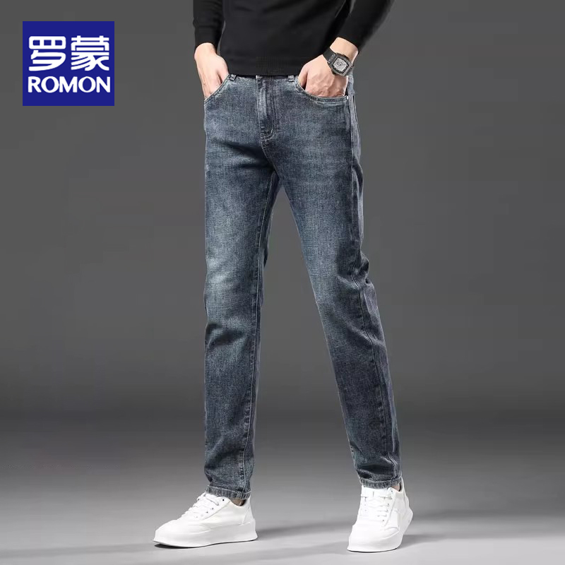 罗蒙男士牛仔裤夏季薄款2025新款男潮牌直筒修身弹力休闲宽松长裤