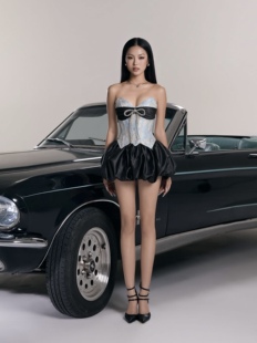 越南正品代购LANECI抹胸鱼骨拼接上衣+花苞半身裙两件套性感辣妹