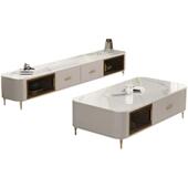 轻奢现代岩板茶几电视柜小户型客厅组合设计师款 简约茶桌地柜整装