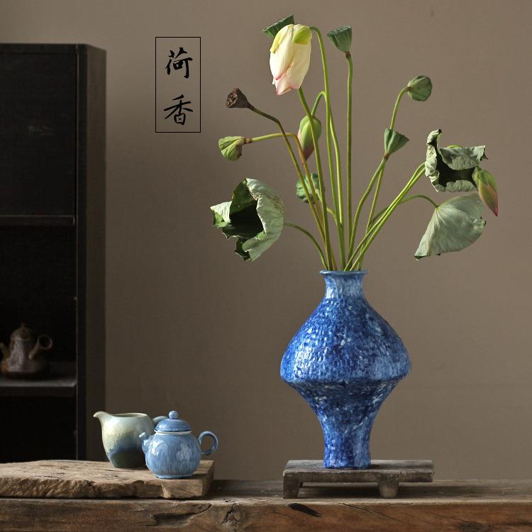 新中式陶瓷花瓶客厅玄关青花系类插干花装饰仿古禅意茶室简约摆件