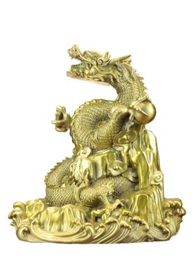 杨铜记铜龙摆件生肖龙戏水龙过江龙工艺品家居办公摆件盘龙