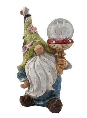 太阳能灯树脂工艺品花园摆件户外带灯小矮人侏儒雕像装饰品草坪灯