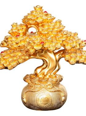 中式摇钱树树摆件办公室客厅酒柜家居装饰品摆件开业乔迁礼品