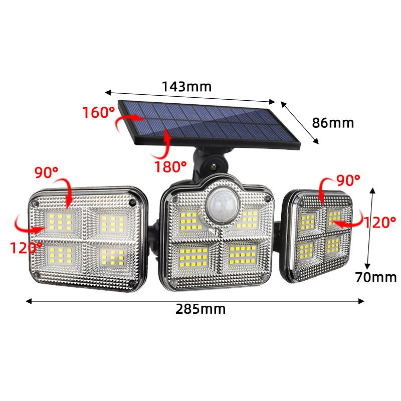 太阳能户外水庭院灯超亮人体感应灯LD三头E照明防外壁室灯