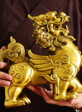 厂家黄铜金钱貔貅摆件家居黄铜平安黄铜貔貅