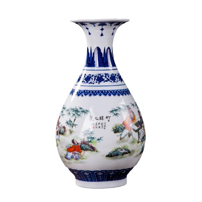 景镇青花五彩陶瓷花瓶家居客厅中式德器摆OSF瓷件艺玄关软装工品