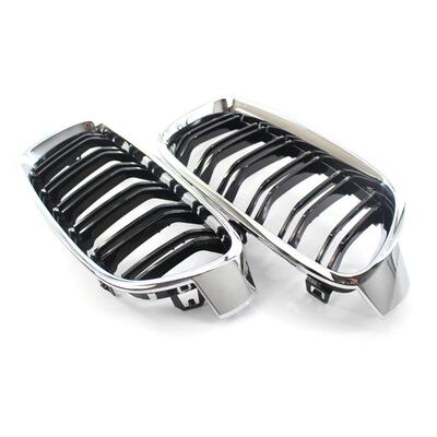 适用于3系F30F3513-19年改装电镀框亮黑双线中网进气格栅