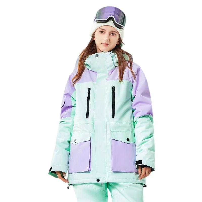 新款女款拼色单双板滑雪服冬季户外防风防水保暖透气男款滑雪衣