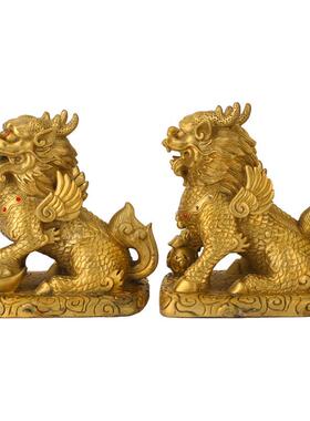 厂家黄铜麒麟全铜财富福麒麟工艺品礼品家居摆件