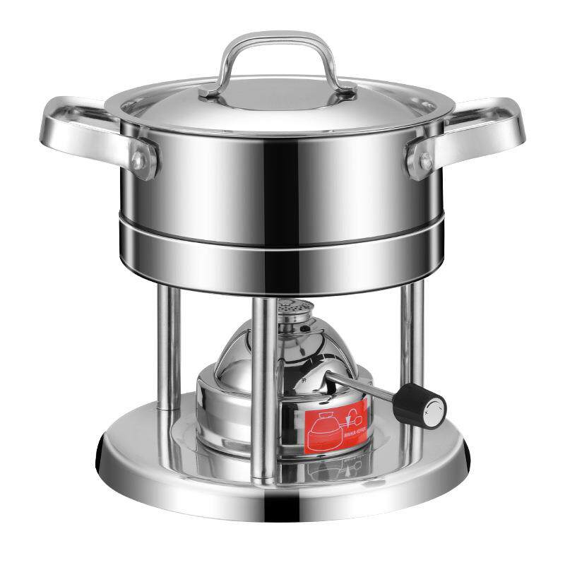 304不锈钢酒精炉可调充气单人火锅酒店商用户外自助外卖小火锅