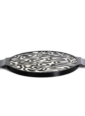 中式复古现代意式极简木皮托盘摆件茶室书房桌面家居装饰摆件