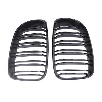 适用于1系08-11年E81E87改装黑色双线中网格栅前脸前杠中网