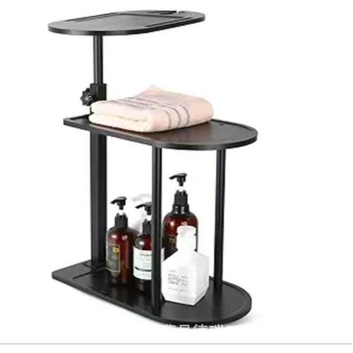 新款木质三层浴室收纳架落地浴缸边桌可旋转浴缸桌实木浴缸架