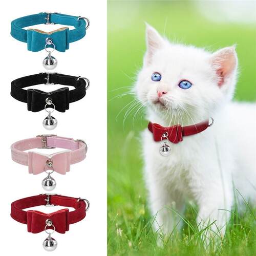 Cute Cat Collar Small Puppy Cat Collars Velvet Bow Kitten Ca