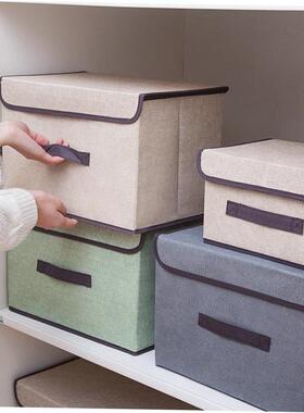 Cotton Linen Storage Box Organizer Home Clothes Luggage Bag