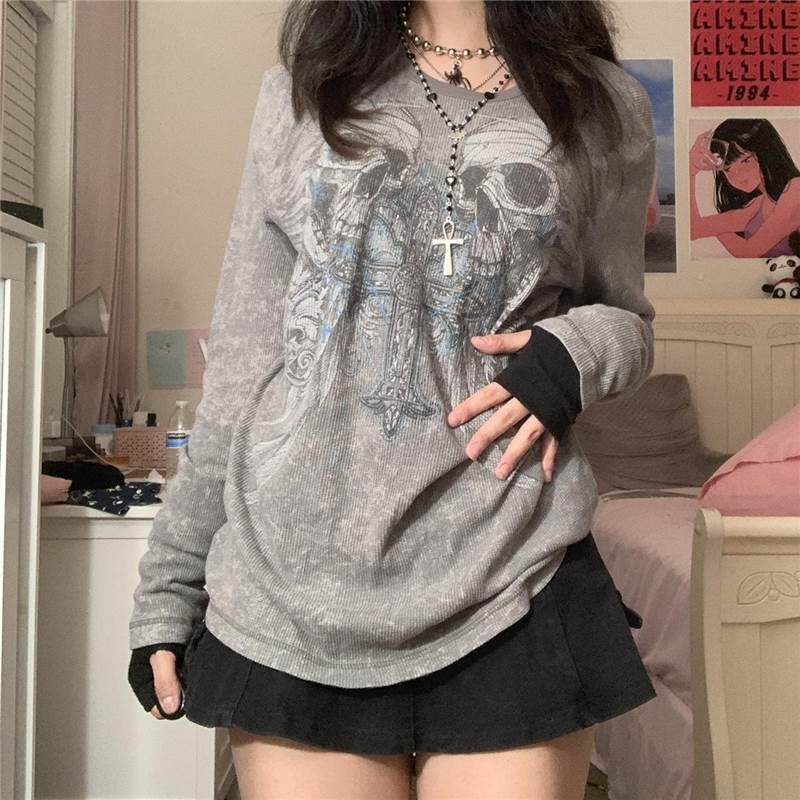 Skull long sleeve pullover sweater 骷髅头印花长袖套头卫衣T恤