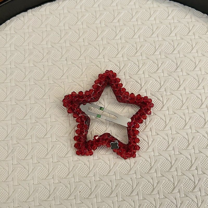 新年红手工编织工艺水晶星星发夹刘海夹BB夹五角星侧边发夹头饰,饰品/流行首饰/时尚饰品新,民族风发饰,淘宝优惠券,粉丝福利购,淘宝优惠卷