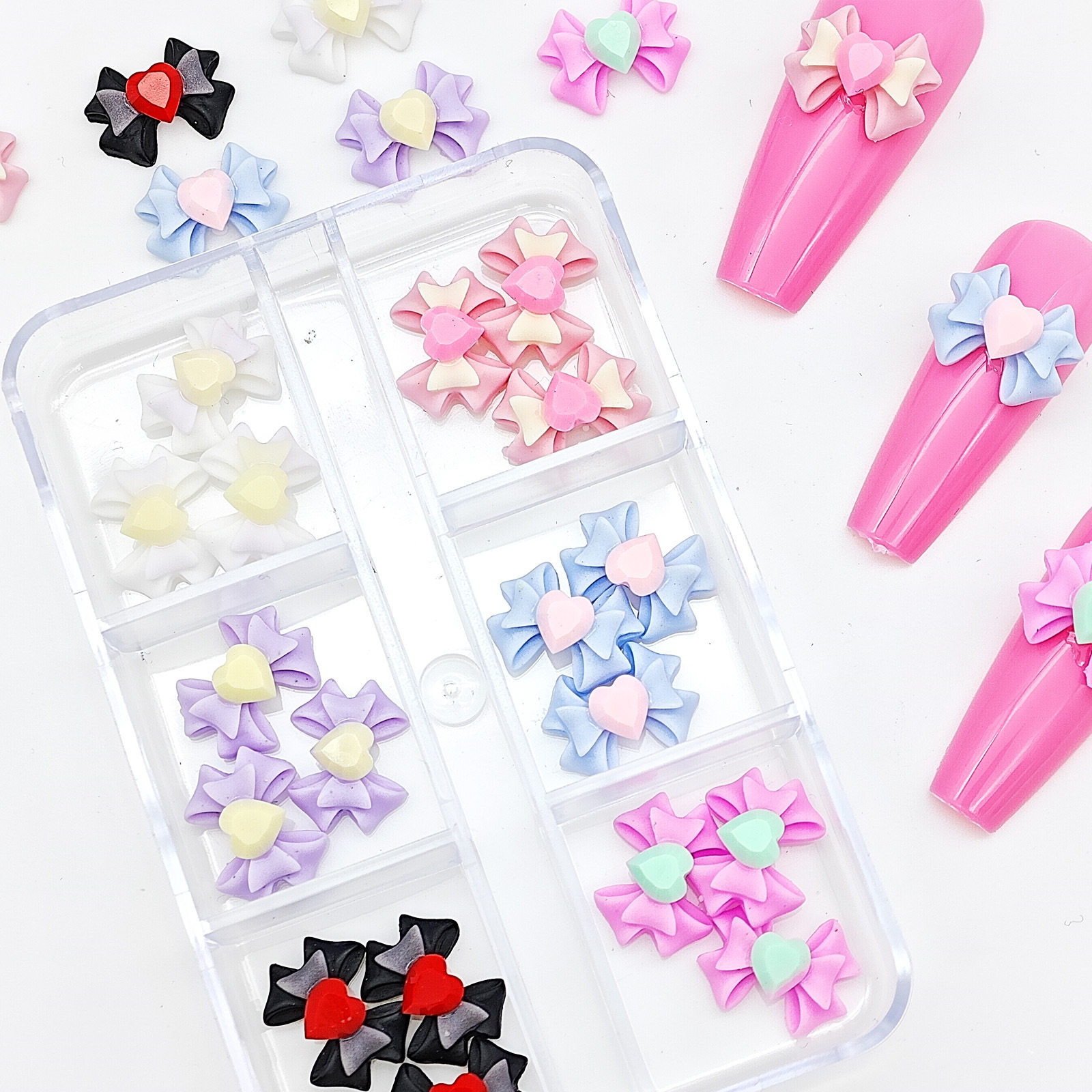 2025新款夜光18颗龙心爱心DIY美甲蝴蝶结装饰指甲配件高颜值女孩,彩妆/香水/美妆工具,指甲装饰,淘宝优惠券,粉丝福利购,淘宝优惠卷