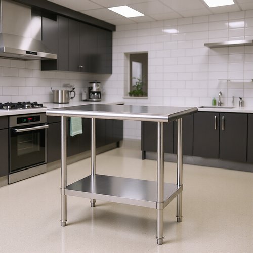 跨境专供 拆装双层不锈钢工作台 层板可调节款式