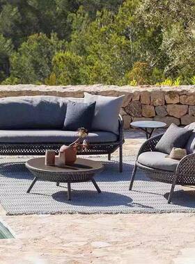 户外休沙闲沙发单设计师藤编发椅露组天藤椅茶人几HYG合家具阳台