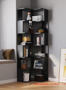 简收约实木书架三角多角层置物架层多转柜家70726用卧室书架纳转