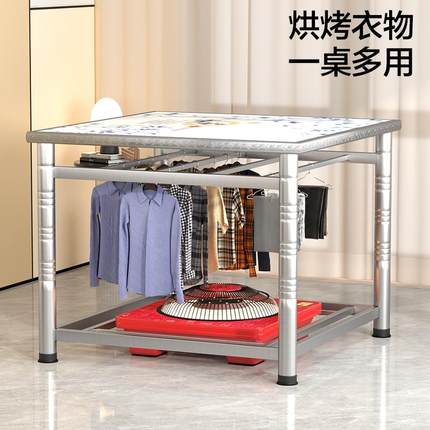 火M*烤桌子新款家不锈钢可折叠吃饭餐桌正方71016形烤小火用架取