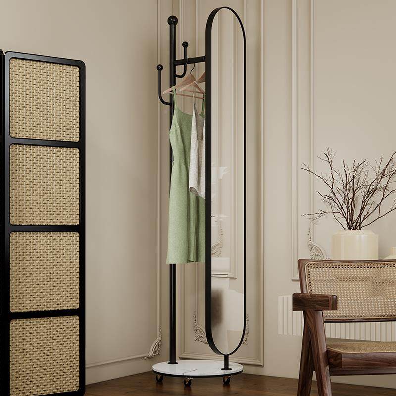 奶架油F77S5MHH风可镜移动挂衣带镜子家用卧室简约铁艺身客厅全带