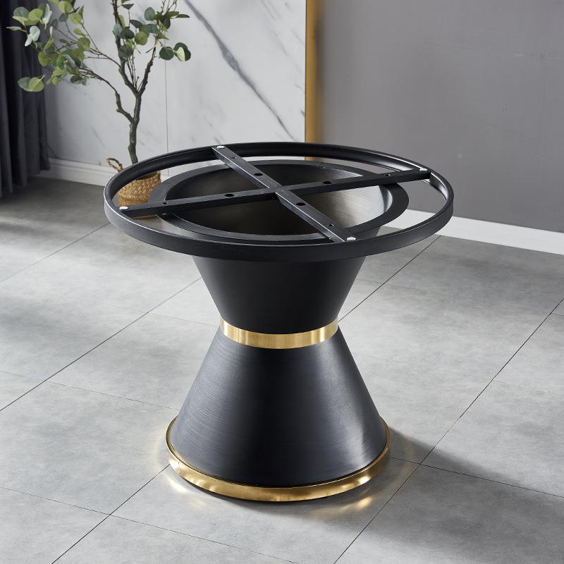 现形简约QXY桌岩板餐桌椅代意式轻奢大圆带转盘餐桌组合家用圆餐