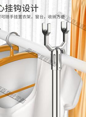 不锈晾钢衣叉可伸YET缩撑衣杆取衣服晾杆挑衣杆凉衣衣捍晒杆衣衣
