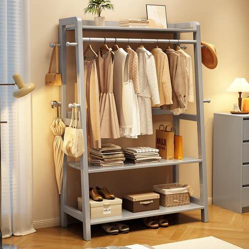 卧木质衣架实木3001#落地室衣架家用房间易放衣服简架挂子床尾收