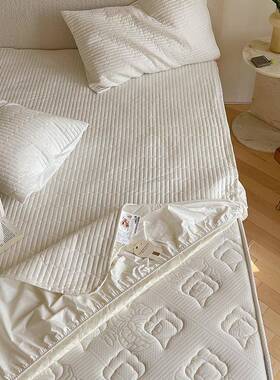 可罩水洗厚加绗梦缝RVT床罩席思床垫保护素色全棉加高夹棉床笠单