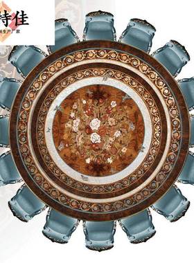 欧式实木雕花餐餐桌椅法式宫奢华厅贝壳餐拼75694花餐廷台别墅家