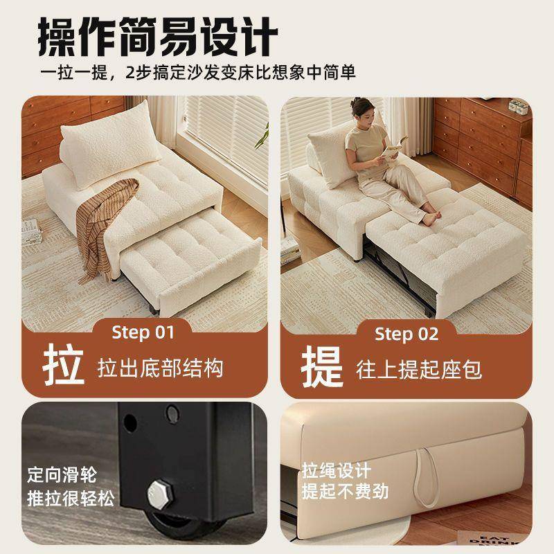 单双人多沙发床折叠两用2025款小户客型厅HXD功能二合一抽拉新伸