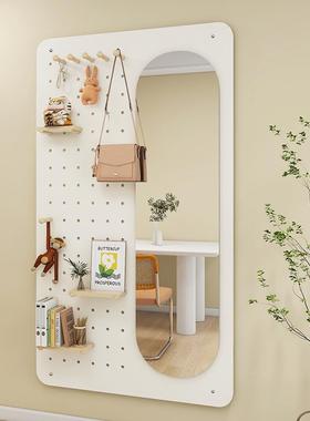 洞洞穿衣表镜可遮挡电改GUH箱入户玄关全身镜挂衣架一板体可造垒