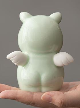 诸可件事如意爱NIF小猪茶宠摆意生肖动物陶瓷创装饰品车载桌面工