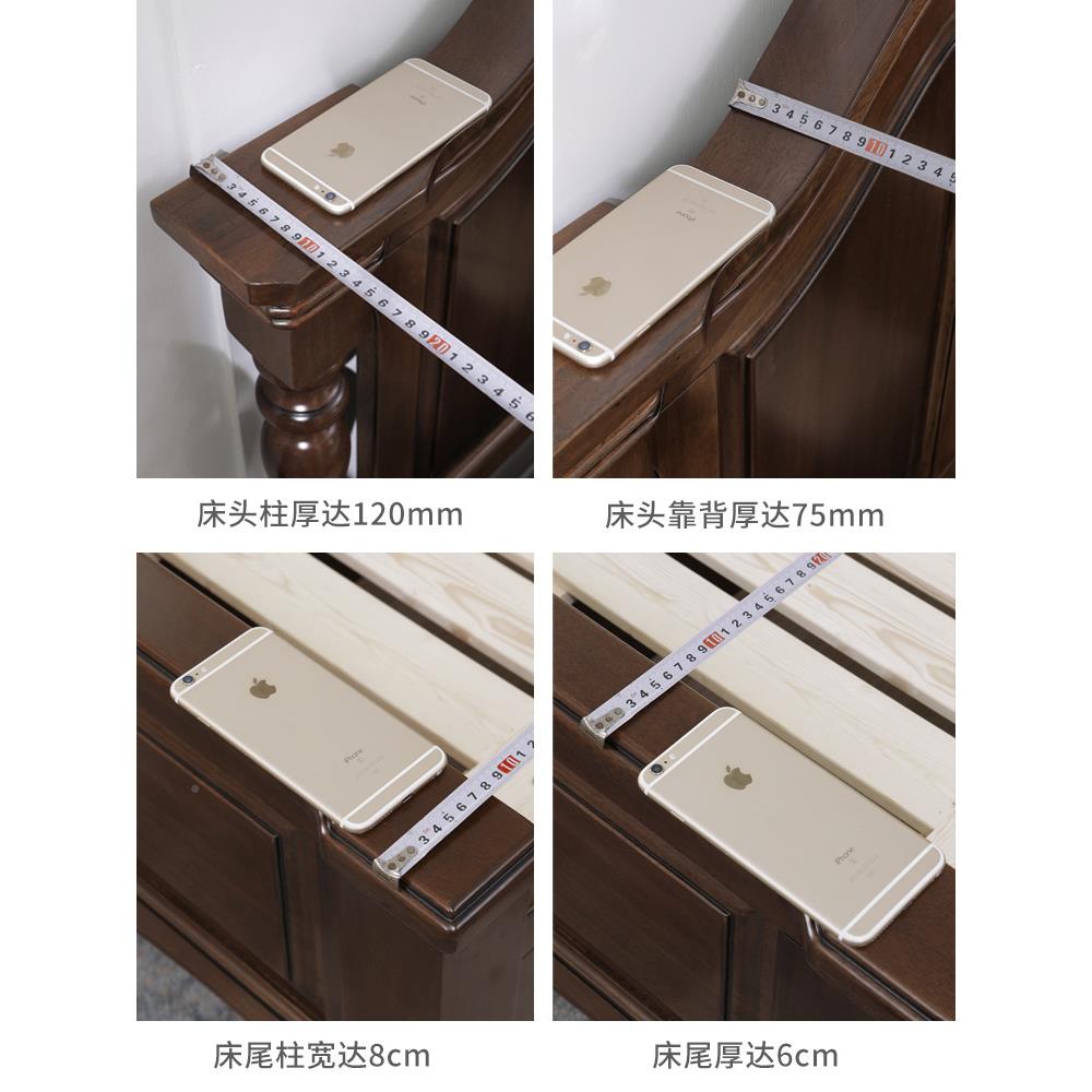 9古ZRT美式床全实木气压高箱储物双人床乡村复小美81731核风格卧主桃木