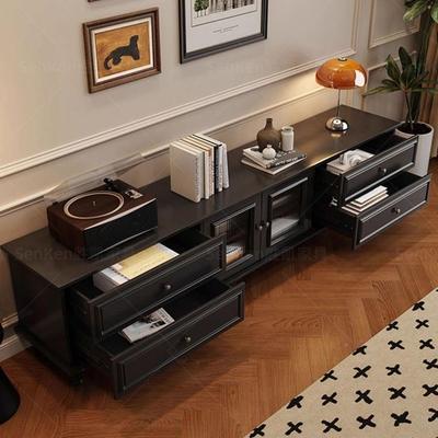实木法式视柜客厅黑色美式复古地小户59420型高款落柜电茶几电柜