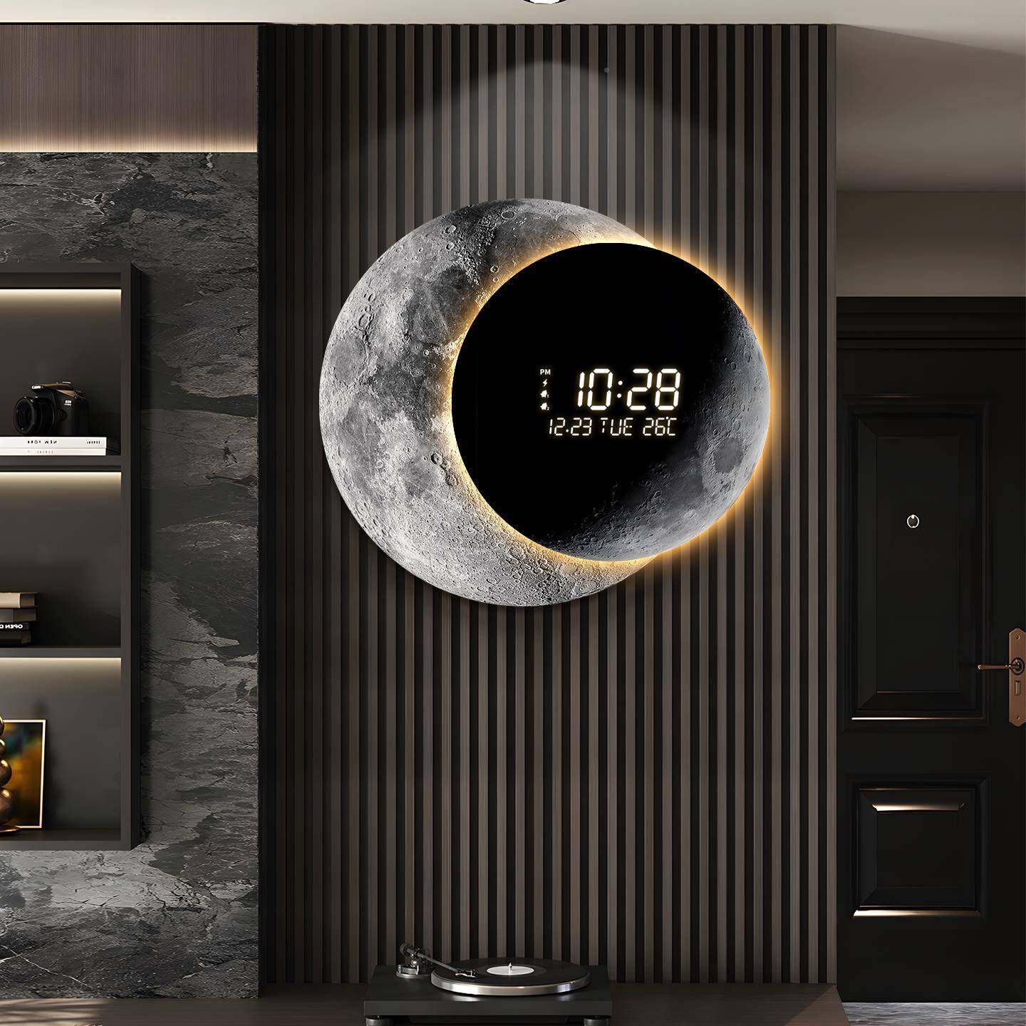 轻奢大气月时MX940695球感客厅挂钟栅钟表2025新款电子格钟创意钟