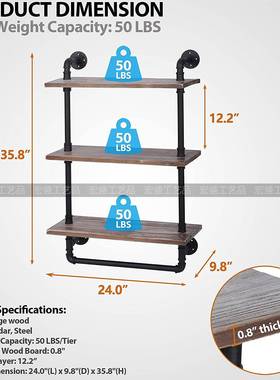 壁挂铁艺架三层墙置物架39072板书架层板挂实木隔墙面一字上隔板架壁柜
