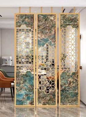 镂酒店大堂奢轻屏风式玄关隔断50244玻璃新中空花格金属格栅隔断
