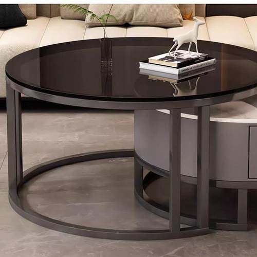 圆形岩板茶客柜厅现代简几约家用组合茶几电视新椭款小户91669型