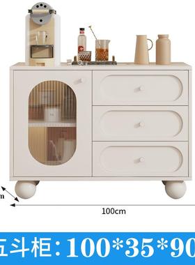 L&法式奶油风实木斗五床柜卧室收F97687MM纳柜柜储物靠墙置物柜尾