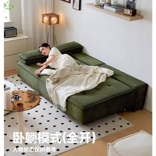 现小代简用约户型沙发床厅两折叠布艺客直排绿色三269人一字型沙