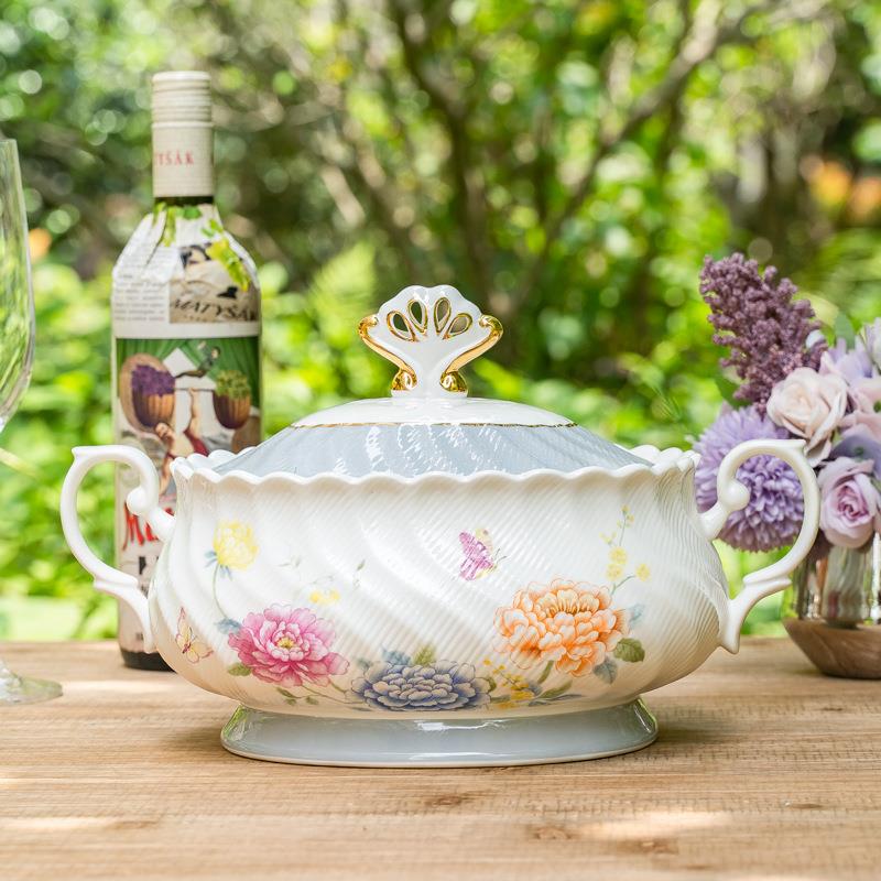 家陶瓷碗碟套装高档轻奢骨用瓷餐具欧碗菜盘式汤碗平CDL筷碟勺子