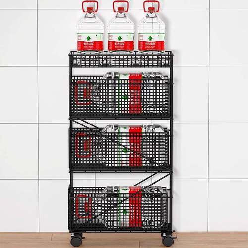 夹缝收纳箱柜冰置移物架侧储物柜多层家用卫生77055间厨推房可动