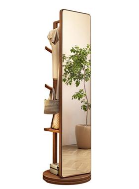 实全镜落带地镜家木用身卧44188室可旋转移动试衣镜子挂衣架一体