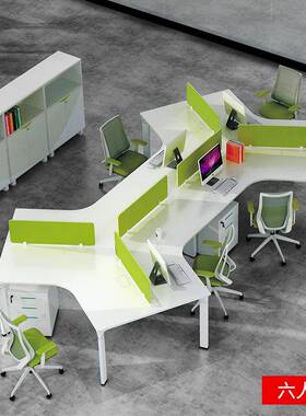 长沙新现代简约行政办桌员工办款公合室公组四人SY-1505位电脑桌