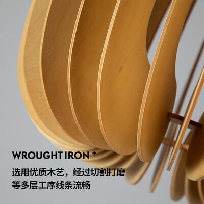 铂灯堡日式18324吊灯南瓜餐厅阑灯复古vntag灯e中古日系木艺餐具