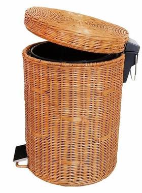 家脚踏带盖创房意客AL100307厅室厨卧卫生间厕所纸篓大用竹编垃圾